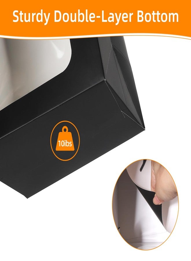 MOXARYSU 3 Pcs Black Gift Bags with Clear Window: 9.8x5.1x7.1 Inch Medium Kraft Paper Bags with Handle For Party Business Birthday Wedding (Black,3p) - Image 4